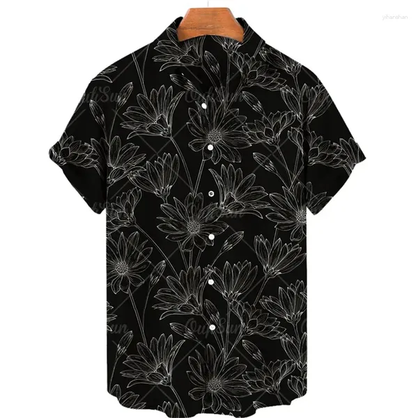 Мужские повседневные рубашки в гавайском стиле для мужчин, мужская дизайнерская одежда большого размера, лето 2023, Y2k, топы с короткими рукавами и цветочным принтом, поступление