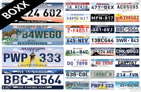 American States Licenses Plate Autonummer Blechschild Plakette Metall Dekoplatte für Auto Wohnzimmer Zuhause Garage Wanddekoration Souven4824548