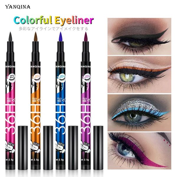 Lidschatten-/Liner-Kombination 12 Stück/Set Make-up YANQINA Farb-Eyeliner 36H wasserfester, wischfreier, schnell trocknender Eyeliner-Stift, Augen-Make-up-Magnetset 231031