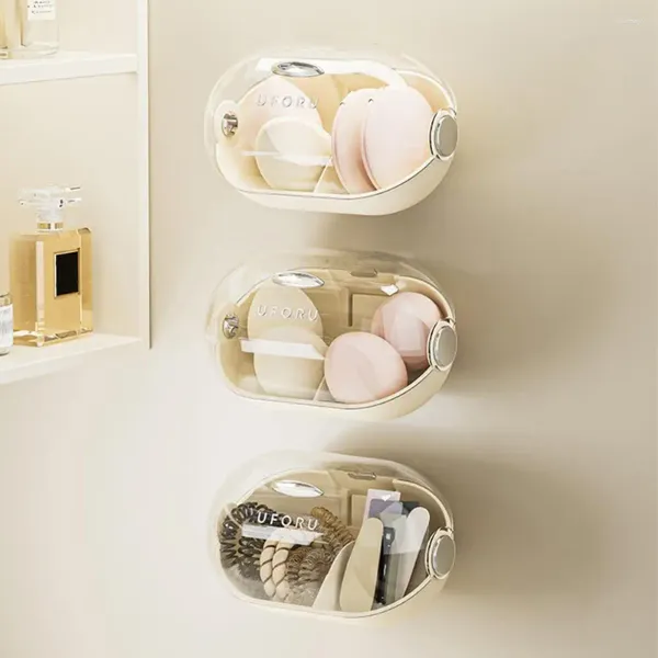 Caixas de armazenamento Punch Free Beauty Egg Box Transparente Tampa Grande Abertura Pó Puff Maquiagem Suporte Caso Organizador
