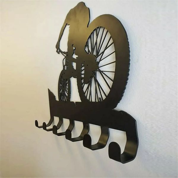 Ferramentas de barra mountain bike 6 ganchos decoração da parede metal bicicleta arte silhueta adesivo esculpido preto 231101