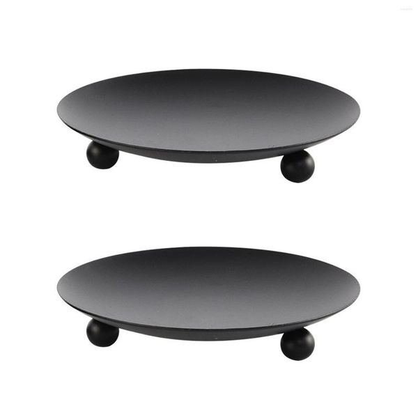 Titulares de vela 2pcs Placas de ferro portador decorativo Pedestal Pedestal Stand para Cera Candles Spa Casamento Party 11cm