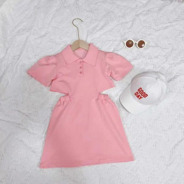 Mädchen Kleider Koreanischen Stil Sommer Mädchen Revers Kleid Kleine Prinzessin Rosa Niedlich Trendy