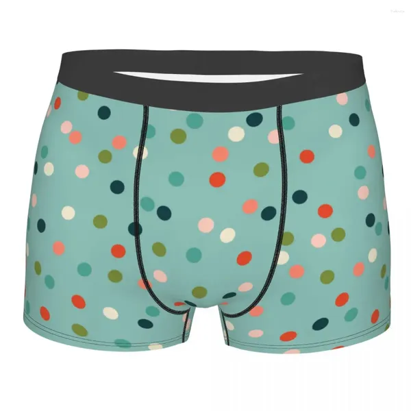 Cuecas Polka Dot Men's Underwear Boxer Briefs Shorts Calcinhas Sexy Respirável para Homme S-XXL