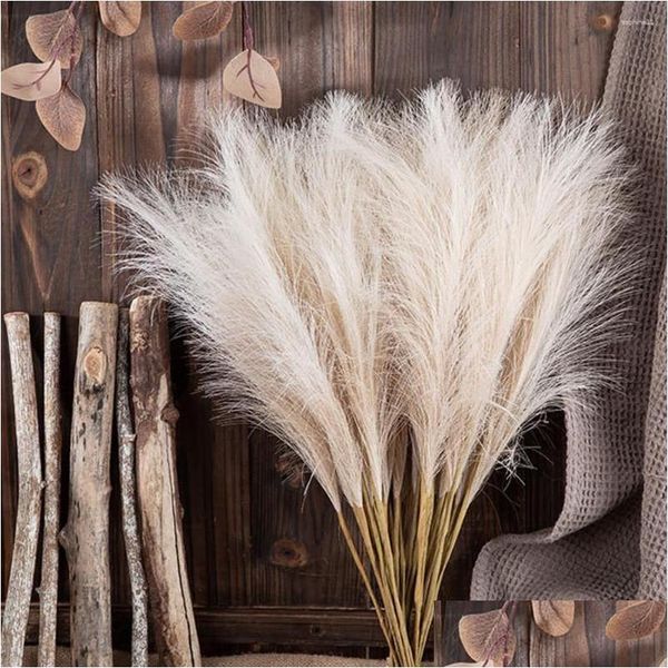 Dekoratif Çiçek Çelenkler Dekoratif Çiçekler 10 PCS Faux Pampas Çim Dekor Çiçek Düzenleme Sanat Vazo Dolgu Yapay Pompos WE DHQ4V