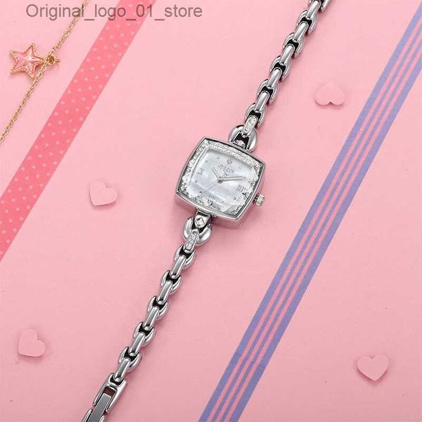 Relógios femininos pequeno madrepérola feminino julius japão quartzo horas fina moda vestido pulseira strass aniversário menina caixa de presente q231101