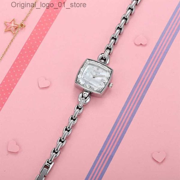 Orologi da donna Piccolo madreperla da donna Julius Giappone Quarzo Ore Fine Fashion Dress Bracciale Strass Confezione regalo per ragazza di compleanno Q231101