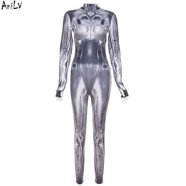 Ani Futuro Robô Extraterrestre Bodysuit Apertado Filme Alienígena Mulheres Macacão Cinza Trajes Cosplay Cosplay