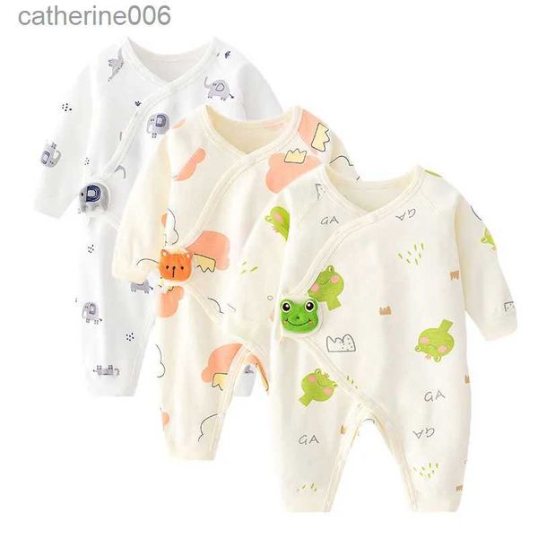 Macacões 0-6 meses bebê recém-nascido meninas meninos macacão de algodão dos desenhos animados roupas infantis outfit macacão primavera outono roupas ao ar livre 2023 newl231101