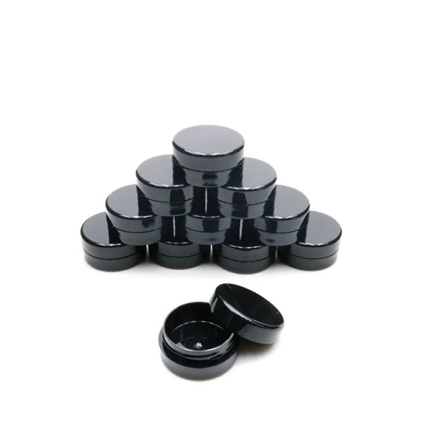 wholesale Campione cosmetico da 3 grammi Barattolo vuoto Vaso rotondo in plastica Coperchio con tappo a vite nero, piccola bottiglia da 3 g, per trucco, ombretto, unghie, vernice in polvere