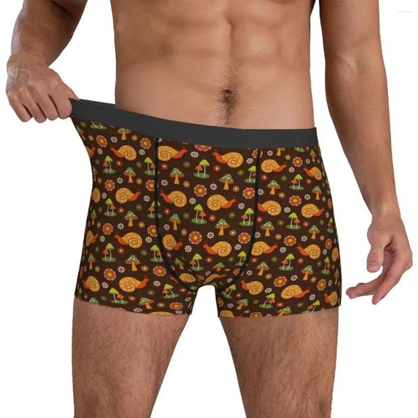 Cuecas caracol impressão roupa interior retro cogumelos clássico calcinha sublimação boxer breve bolsa masculina plus size boxershorts