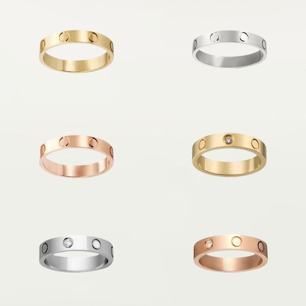 Кольцо с винтом Love Мужские кольца для женщин Классическое роскошное кольцо для влюбленных для любви Обручальное кольцо с бриллиантом 18-каратного золота, серебра, розы, никогда не выцветает, не вызывает аллергии -4/5/6 мм