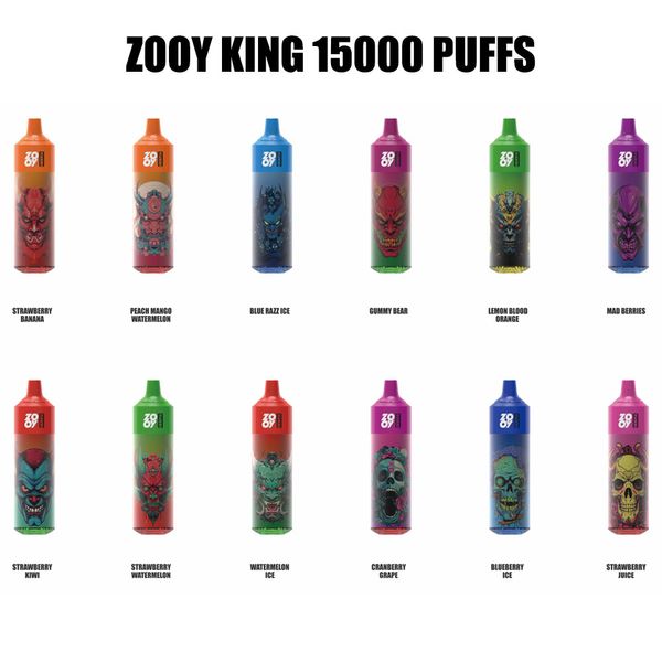 E Cigarro Zooy King 15000 Puff Bar Vape Vaporizador Descartável com 26ML E Líquido 650mAh Bateria Recarregável Carrinhos Pré-carregados Vaper E Vape