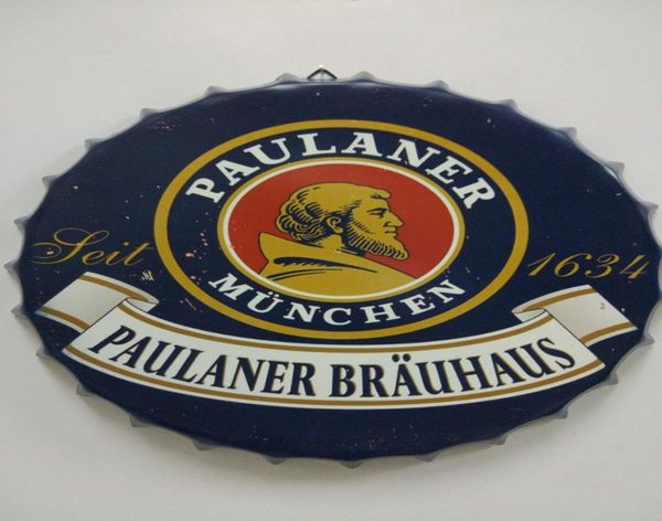 Paulaner Brauhaus Vintage rundes Blechschild Flaschenverschluss Design Bierdeckel Bier Metall Bar Poster Metallhandwerk für Zuhause Bar Restaurant Coff7508590