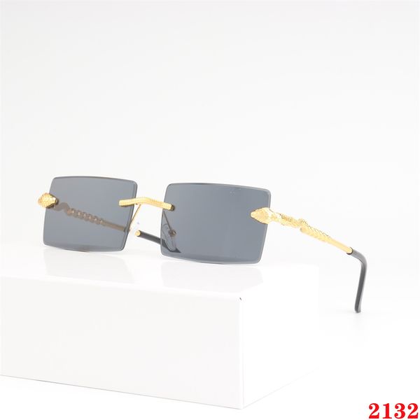 Designer-Sonnenbrille für Damen, modisch, randlos, dekorative Herren-Sonnenbrille aus Metall, quadratisch, Goggle, Schlangen-Design