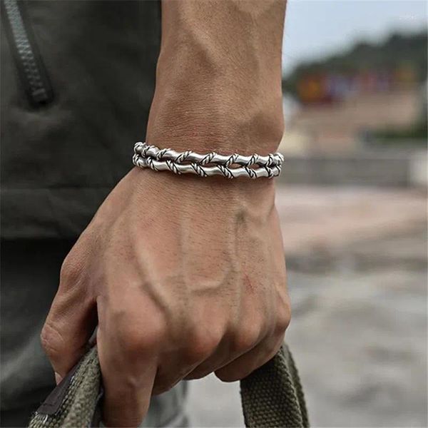 Браслеты-подвески, винтажные тибетские серебряные ретро двухслойные открытые браслеты регулируемого размера для мужчин и женщин, ювелирные изделия для вечеринок, подарок Sl348