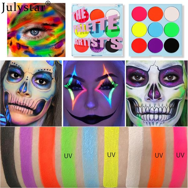 Halloween Julystar Europa e Stati Uniti Trucco scenico Eyeliner UV a colori solubile in acqua Eyeliner luminoso Crema per body painting ad asciugatura rapida senza sbavature