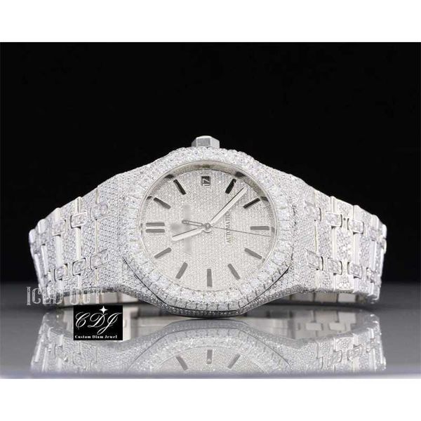 Top Clone Ap Diamond Diamonds Watch Pass Test Movimento al quarzo vvs Iced Out Sapphire Vvs Moissanite Diamond Custom Out Orologio Busto Giù Orologio con diamanti per uomo Hip Hop W