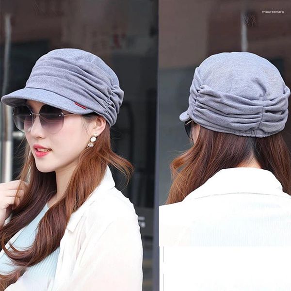 Visorlar Kadınlar Ayarlanabilir Şapka Kısa Sıcak Sıcak Katlanabilir Kulak Şakası Düz ​​Renk Kapı Türban Visor Günlük Güneşlik Kafa Giyim Giysileri