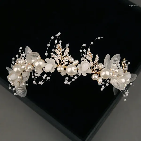 Fermagli per capelli Copricapo da sposa Ornamenti di cristallo fatti a mano Accessori da sposa Palline di perle Accessori per fascia per corona per bambini.