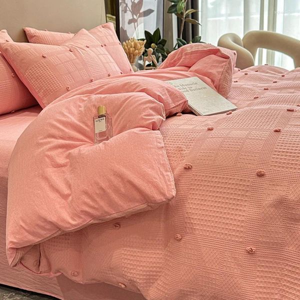 Conjuntos de cama de quatro peças de verão xadrez jacquard simples com decorações colcha multi-cor macia e confortável quatro estações universal