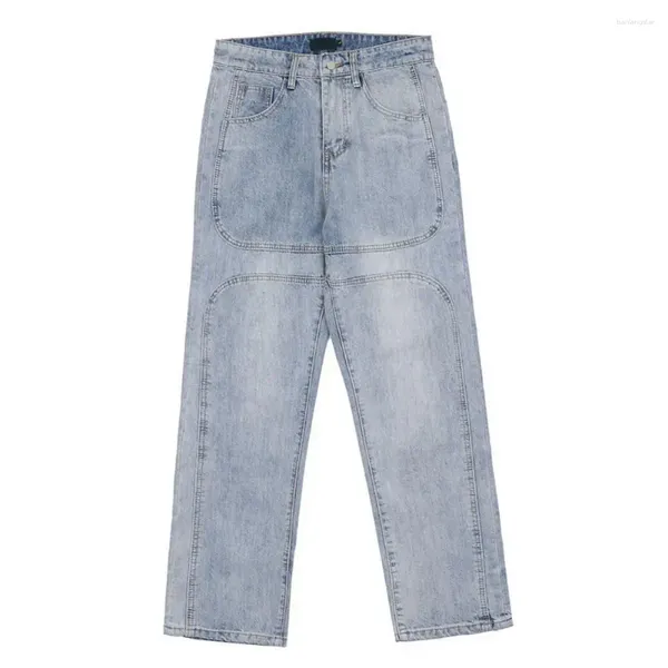 Jeans da uomo Pantaloni da uomo Pantaloni comodi Traspiranti Gamba larga Vestibilità morbida e ampia con tasche Chiusura con bottoni con cerniera Mid