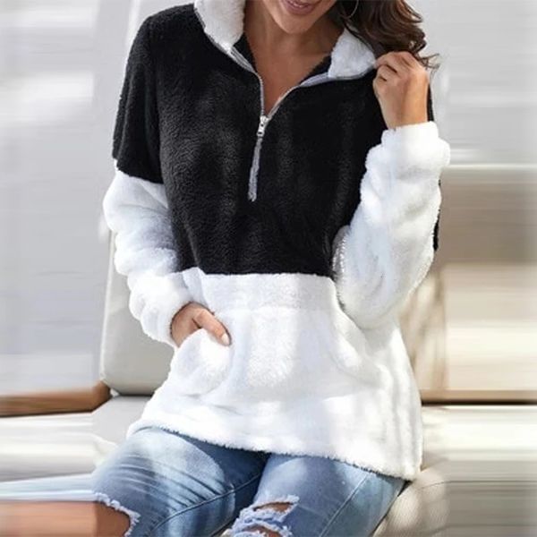 Damen Hoodies Sweatshirts Plüsch Pullover Rollkragenpullover Mantel Frauen Tops Herbst Winter Mode Koreanische Oberbekleidung Mantel Weibliche Kleidung Jacke 231102