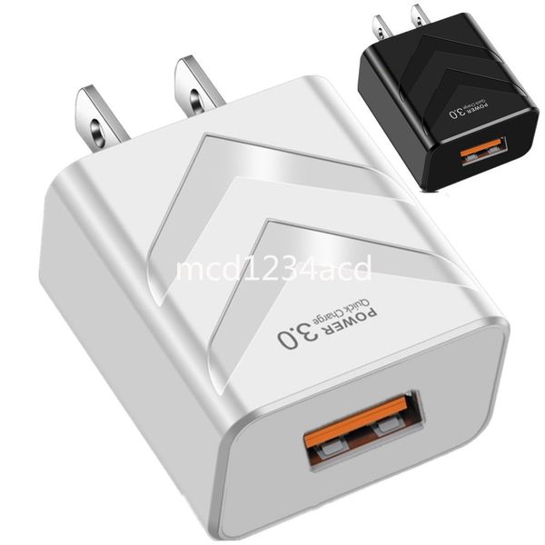 18W QC3.0 Carga Rápida Eu US 3A Plugue de carregador de parede USB rápido para Iphone 12 13 14 15 Samsung Tablet PC M1