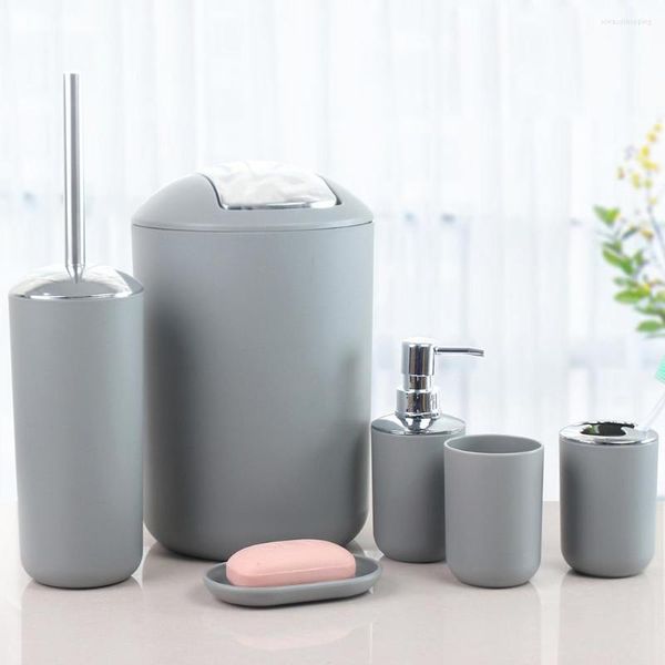 Set di accessori per il bagno 6 pezzi Cestino Dispenser per lozione Tazza Portasapone Toliets Pennello con supporto Accessori per il bagno per la casa El