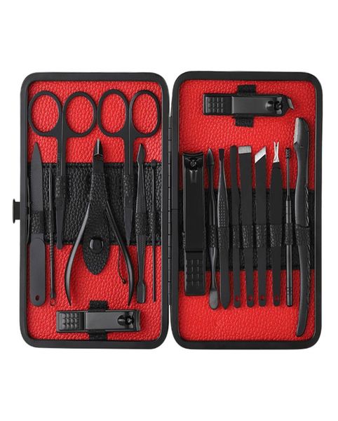 Kit de ferramentas de manicure pro pedicure, 18 peças, conjunto de cortador de unhas, aparador de lixa, sobrancelha, barbear, nariz, ferramenta de corte para cuidados3933806