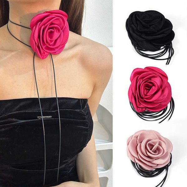 Gute novo tecido artesanal arte flor cinta colar sexy puro desejo picante menina cera thread neckchain para mulher 231015