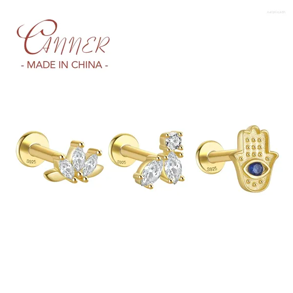 Brincos canner 925 prata esterlina brinco claro bling zircão mini pequenos pendientes tragus cartilagem piercing jóias 1pc