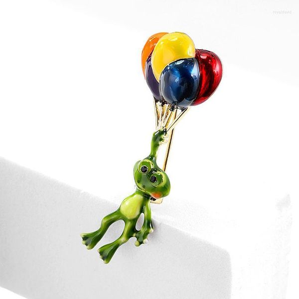 Broches Pins Fashion Cartoon Funny Balloon Frog Women Balões coloridos Balões de jóias de backpack de Animal Freggy Freggy Roupas Roya22