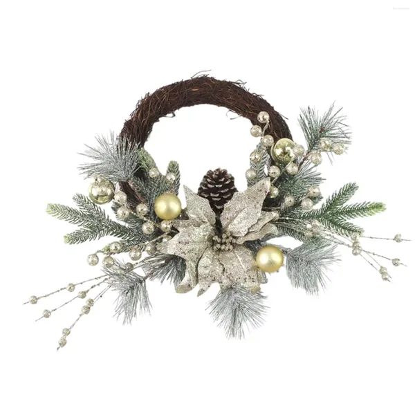 Flores decorativas grinalda de natal com luzes porta pendurado decoração videira para natal fazenda janela interior fora