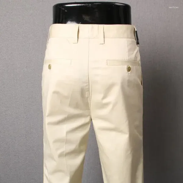 Abiti da uomo Estate Sottile Moda Business Casual Pantaloni da completo Lunghi Sciolti Cotone Elastico Manica Diritta Formale H47