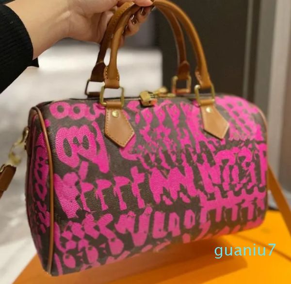 Grafiti Tote Çanta Luxurys Designers Bags Baskılı Omuz Çantaları Lady Monogramlar Deri Tuval Yastık Çanta