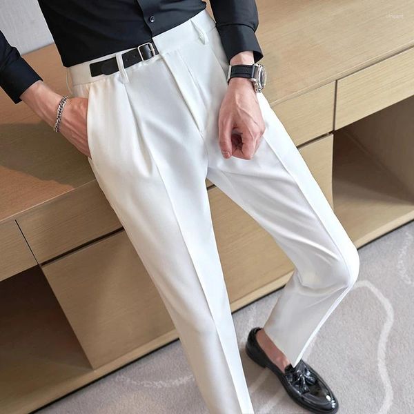 Abiti da uomo 2023 Autunno Inverno Abito in tinta unita Pantalone da uomo Cintura splicing Casual Business Office Pantaloni da sposa sociali Abbigliamento