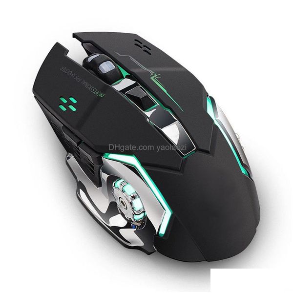 Mouse sem fio carregando mouse 24GHz sem fio para jogos recarregável luzes de respiração bateria laser embutida para desktop laptop6214892 drop dhnuk