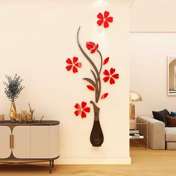 Adesivi murali Fiori in stile cinese Adesivo Decalcomanie 3D Arte Murale Pittura Corridoio Portico Decorazioni per la casa Acrilico di qualità Regalo fai da te