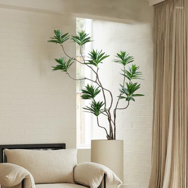 Flores decorativas de alta simulação Lily Bamboo Plant Bonsai Sala interna da sala de estar de paisagismo falso decoração de árvores
