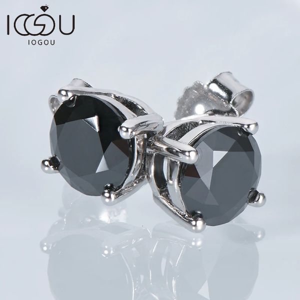 Ohrstecker IOGOU Schwarze Ohrringe für Männer Frauen D Farbe 65 mm Solitär-Diamant-Ohrring Original 925 Silber Piercing-Schmuck 231101