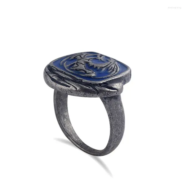 Anelli a grappolo ZRM Dark Souls III Anello Uomo Donna Smalto blu Distintivo del drago Gioco Gioielli Ricordo dei fan