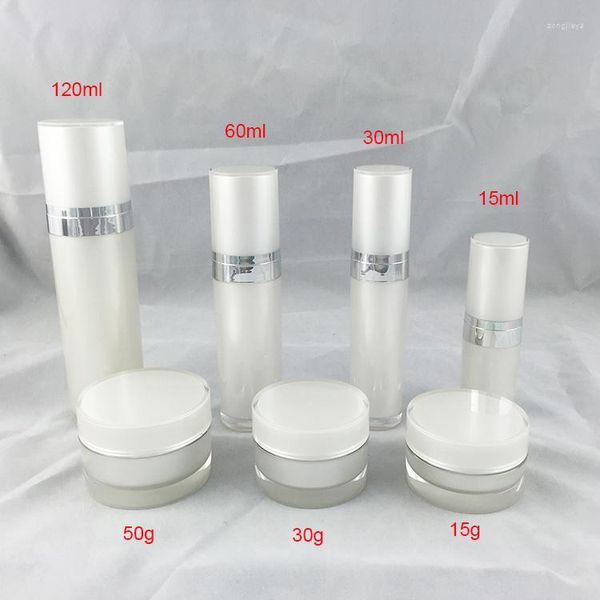 Bottiglie di stoccaggio Imballaggio cosmetico in plastica per bottiglia di lozione per pompa a forma di cono in acrilico bianco pera da 120 ml