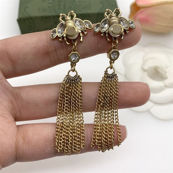 Designer vintage brincos das mulheres ouro abelha brincos para mulheres clássico brinco de luxo moda feminina jóias presentes de casamento pingente orelha studs