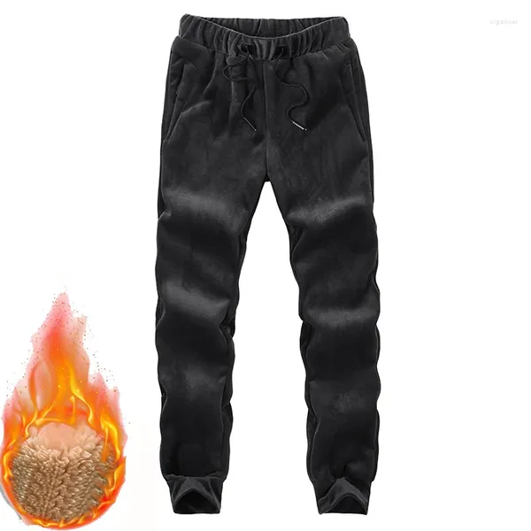 Calças masculinas Mens Corredores Homens Inverno Quente Plus Veludo Sweatpants Ropa de Hombre 2023 Masculino Algodão Pesado Mid Calças L-8XL