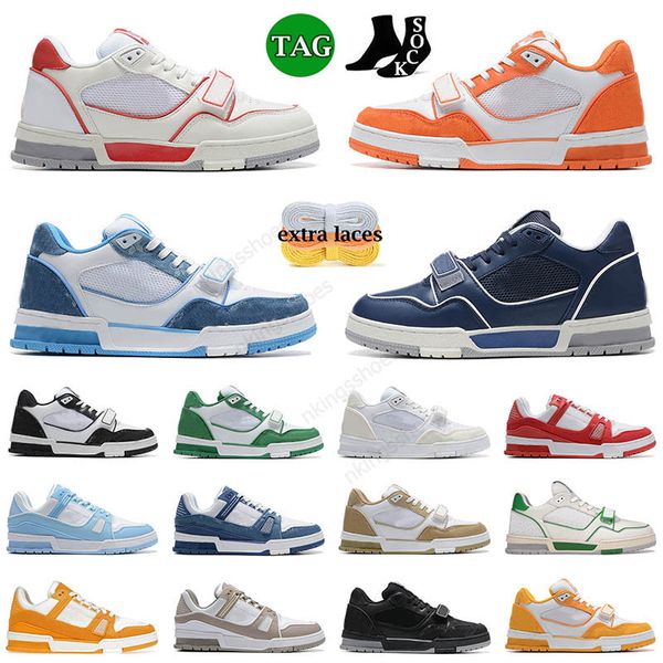 Top-Designer-Schuhe, Logo-geprägte Virgil-Trainer, Sneaker, Weiß, Schwarz, Himmelblau, Grün, Denim, Rosa, Rot, Luxus, lässig, niedrige Plattform, Herren- und Damen-Sneaker, Größe EU36–45