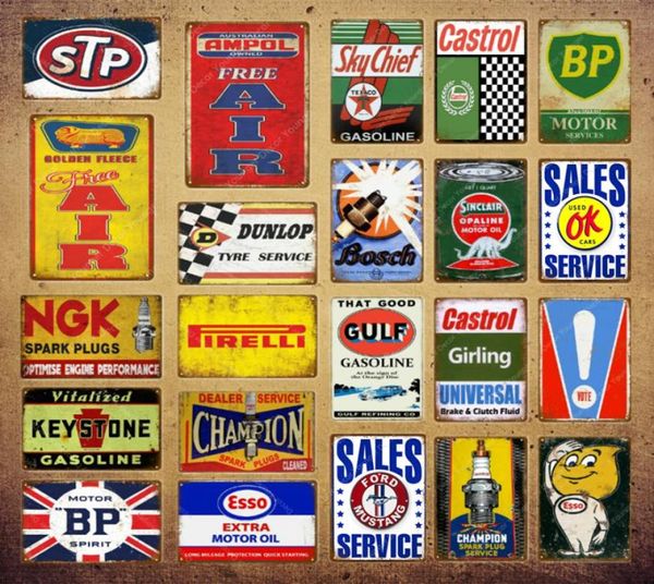 2021 Typ Service Poster Metall Malerei Vintage Blechschilder Garage Wanddekoration Motoröl Schlüsselstein Benzin Zündkerzen Werbung P8431369