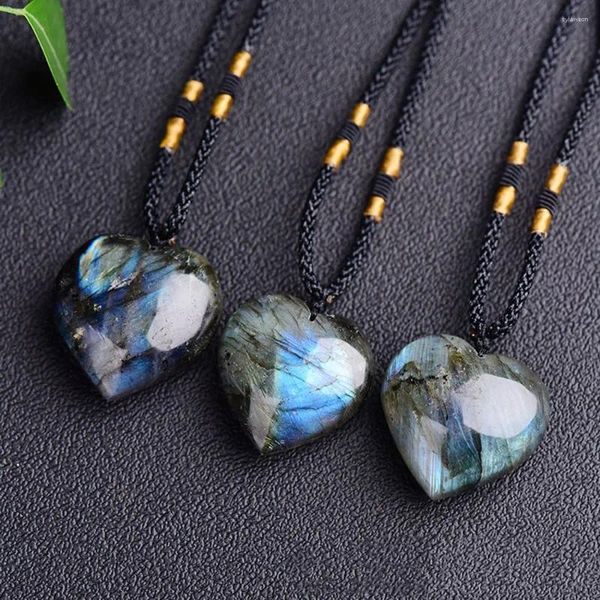 Colares Pingente Natural Labradorite Moonstone Colar Encantos Cristal Energia Pedra Espiritual Jóias Para Mulheres Homens