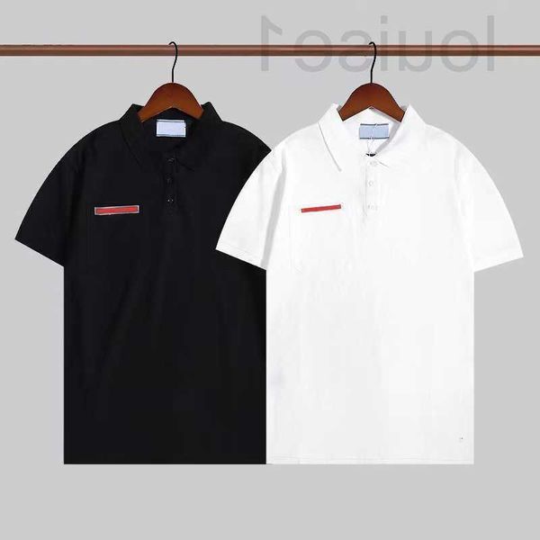 Мужские футболки Popular22ss модельер модельер Prad Mens Three Button Polo Рубашка Polo Business Casual Late Budge футболка дышащая и влага, поглощающая грудь Cm8i