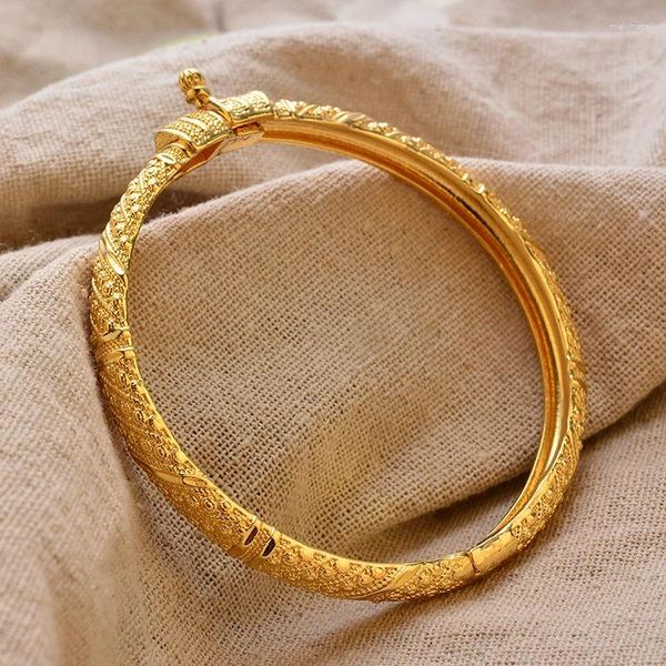 Braccialetti di lusso vintage in rame placcato oro per donne e ragazze, regali di gioielli da sposa Arabia